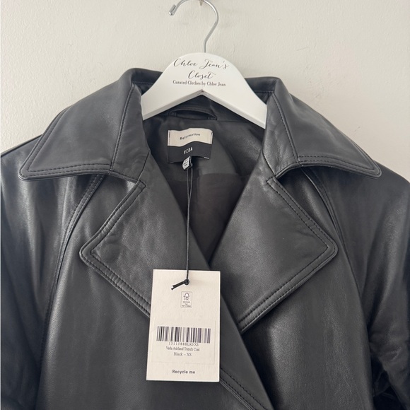 REFORMATION Veda Ashland Leather Black Trench XS - Picture 5 of 8
